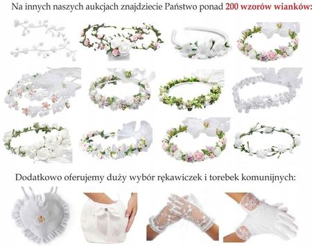 WIANEK NA KOMUNIĘ DEC25 komunijny dekoracja opaska biały na głowę jak żywy - zdjęcie 2