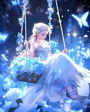 Zdjęcie Diamentowa Mozaika Haft Lodowa Księżniczka na Huśtawce z Motylami 30X40 Cm - Piaseczno