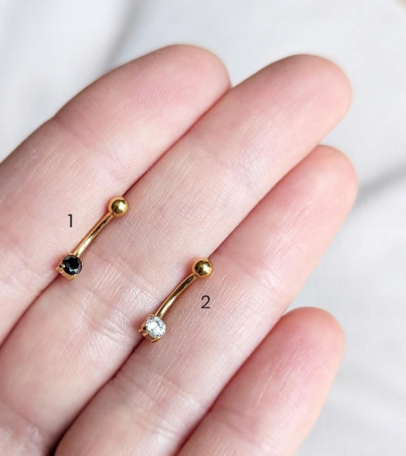 Kolczyk Banan Złoty Brew Ucho Rook Cyrkonia Bezbarwna Tytanowy 1,2/8/3 ...