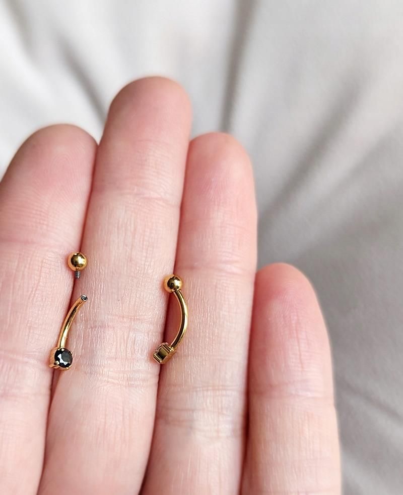 Kolczyk Banan Złoty Brew Ucho Rook Cyrkonia Bezbarwna Tytanowy 1,2/8/3 ...