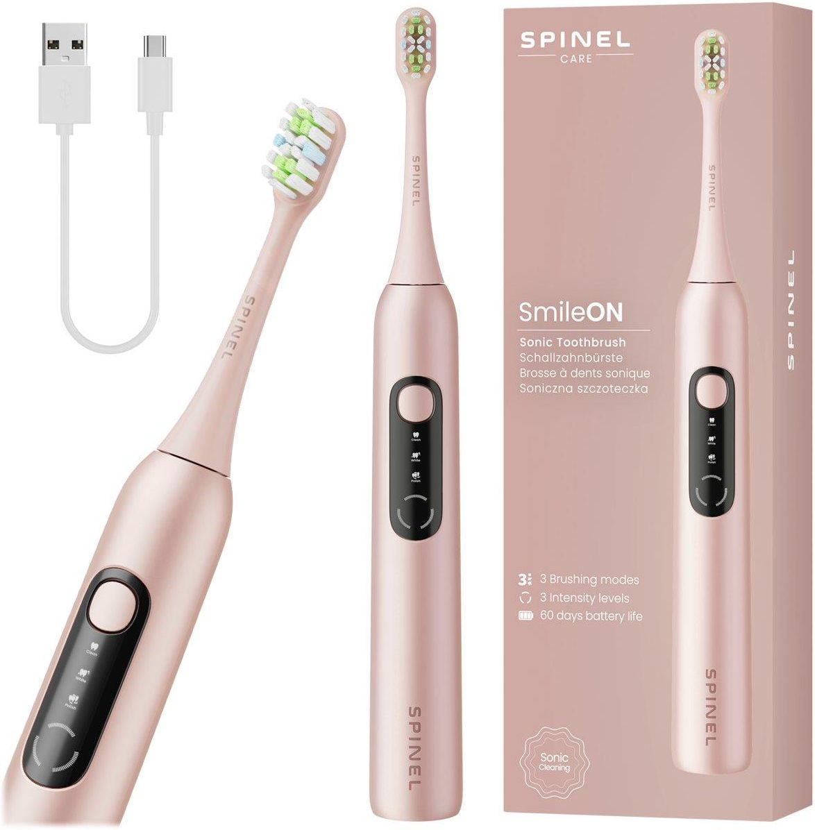 фото Електрична зубна щітка Spinel Care Smileon Pink