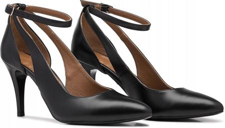 szpilki taneczne Livia czarne zapinane wokół kostki ze skóry naturalnej 35