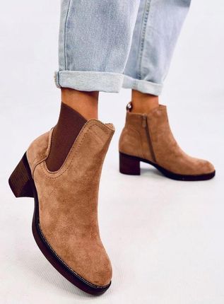 Botki na szerokim obcasie FILL BEIGE 40