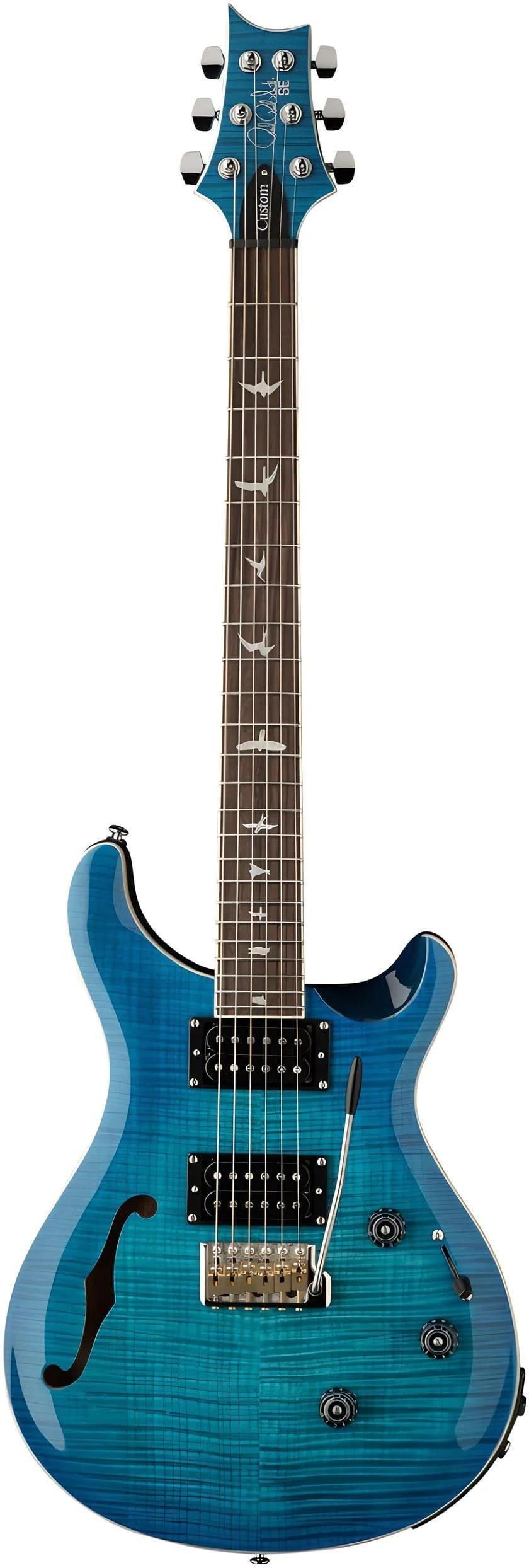 PRS SE Standard custom24 青 PRS SE Custom 24 Semi Hollow Piezo Lake Blue - Gitara