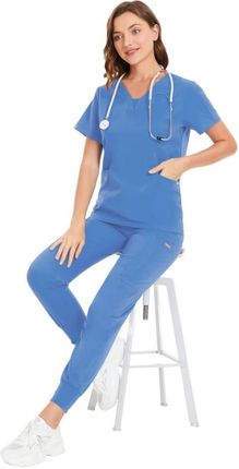 Heltier Komplet Medyczny Damski Scrub Model Heal Kolor Sky Blue (L) - zdjęcie 4