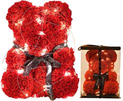 Zdjęcie MIŚ Z RÓŻ PREZENT DLA NIEJ MAMY ŻONY NA ŚWIĘTA WALENTYNKI lampki LED 40CM - Gdańsk