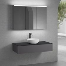 Neoro N50 Szafka 120 Cm 1 Szuflada Umywalka 40Cm Biały Mat Z Szafką Z Lustrem (Bn0064Wm+Bn0414Gr+Bn0404Bm+Bn0475Mi)