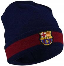 Zdjęcie Czapka Zimowa FC Barcelona Gładka Granatowa Bordowa Barca Gumowy Herb Logo - Sanniki