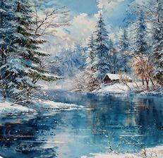 Zdjęcie Norimpex Diamentowa Mozaika Zima Chata Nad Jeziorem - Mysłowice