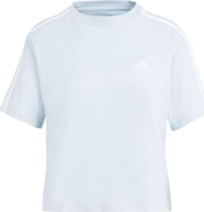 adidas Koszulka Damska Essentials 3 Stripes Single Jersey Crop Top Błękitna Is1568 - zdjęcie 3