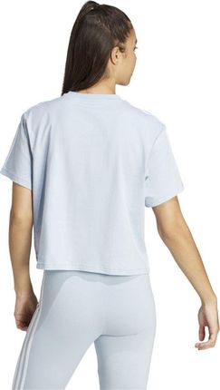 adidas Koszulka Damska Essentials 3 Stripes Single Jersey Crop Top Błękitna Is1568 - zdjęcie 2