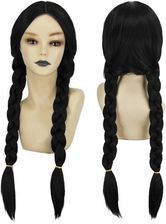 peruka Wednesday Addams Czarna dla kobiet i dziewcząt, naturalny wygląd - zdjęcie 1