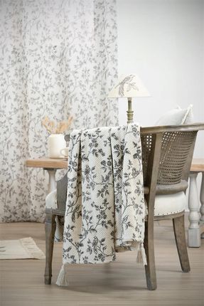 Stof Pled Clarine Écru Wzór Koc Narzuta Na Łóżko Retro Krem Boho 125X150Cm - zdjęcie 4