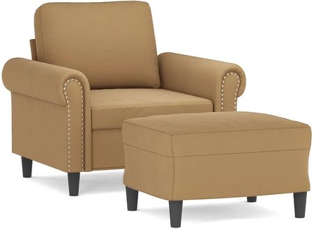 Zakito Home Fotel Z Podnóżkiem Aksamitny Brązowy 92x77x80cm (ZH3201212)