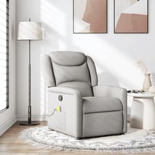 vidaXL Rozkładany Fotel Masujący Szary Obity Tkaniną (4015615)