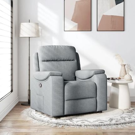 vidaXL Fotel Rozkładany Jasnoszary Tapicerowany Tkaniną (4015680)