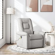 vidaXL Rozkładany Fotel Masujący Szary Obity Tkaniną (4015635)
