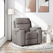 vidaXL Rozkładany Fotel Masujący Taupe Obity Tkaniną (4015697)