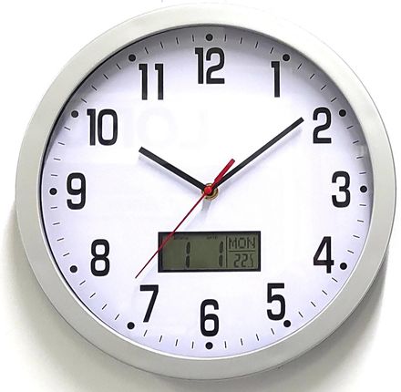 Atrix Zegar Ścienny ATE2014Lcd-S Sc Z Termometrem Ø30cm