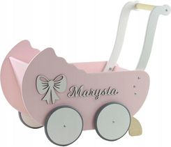 Ekids Drewniany Wózek Dla Lalek + Imię