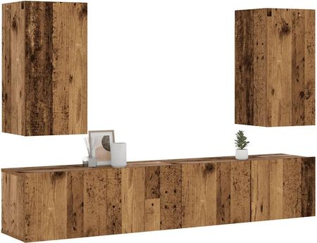 vidaXL Wiszące Szafki Telewizyjne 4Szt. Stare Drewno (3328981)