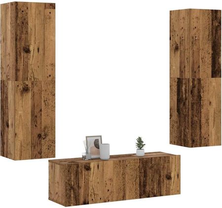 vidaXL Wiszące Szafki Telewizyjne 3Szt. Stare Drewno (3328965)