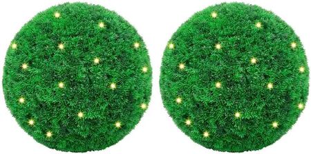 vidaXL Sztuczne Kule Bukszpanowe Z Diodami Led 2Szt. Zielone 27Cm (3335906)