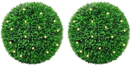 vidaXL Sztuczne Kule Bukszpanowe Z Diodami Led 2Szt. Zielone 55Cm (3335903)
