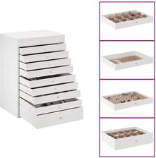 Zdjęcie vidaXL Pudełko Na Biżuterię 10 Warstwowe Z Uchwytami Na Zegarki Białe (4103566) - Lidzbark Warmiński