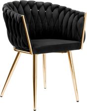 Zdjęcie Krzesło welurowe plecione COFTON gold VELVET czarny - Szczawno-Zdrój