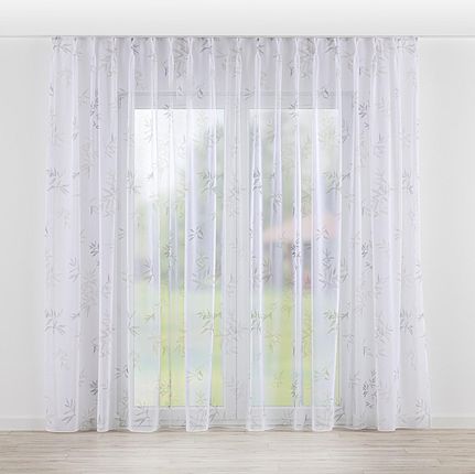 Dekoria Firana na haczykach flex podwójnych biały z wzorem Woale i firany 300 x 265 cm