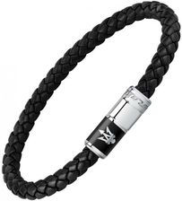 Zdjęcie Maserati Recycled Leather JM222AVE07 - Męski Bransoletka skórzana Czarna - Sierpc