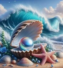 Norimpex Diamentowa Mozaika Perła W Małży Na Plaży Przy Wzburzonym Morzu 30X40Cm