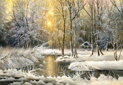 Zdjęcie Norimpex Diamentowa Mozaika Zimowy Las Nad Rozlewiskiem Z Samotną Chatką 30X40Cm - Piaseczno