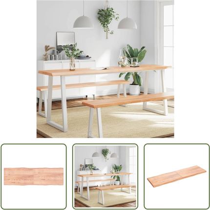 The Living Store Blat Stołu 200X60X(2-6) cm Lite Drewno Obrobione Krawędź Drzewa Tls363985