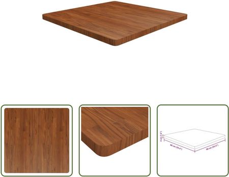 The Living Store Blat Stołu Square Dark Brown 90X90X4cm Treated Oak Tls343079