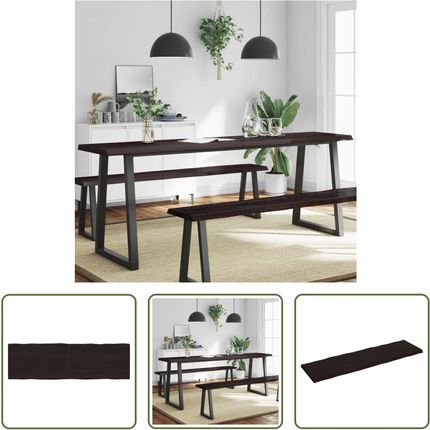 The Living Store Blat Stołu 200X60X(2-6) cm Lite Drewno Obrobione Krawędź Drzewa Tls364051