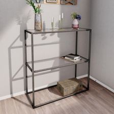 En.Casa Stolik Konsola Konnevesi Kredens 85X80X30cm Do Przedpokoju Z Półką Boczny Biurowy Salon Industrialny Przezroczyste Szkło