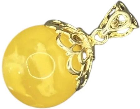 Polcarat Design Pozłacany wisiorek W 032 kulki Bursztyn