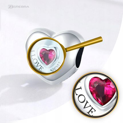 Zesrebra Charms Serce cyrkonia miłość I Love You srebro 925 zawieszka koralik - zdjęcie 6