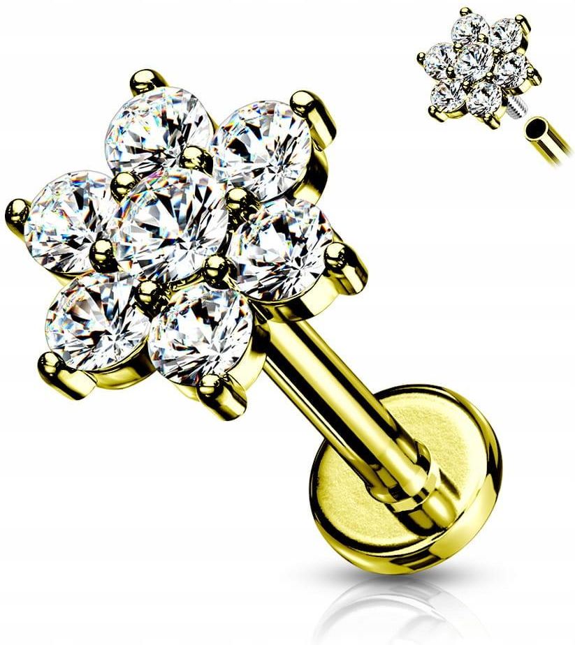 Kolczyk do chrząstki ucha helix wargi Monroe rook conch u124 Złoty ...