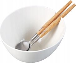 Klausberg Misa Ceramiczna Do Sa�at Bia�a Z Zestawem Stalowych �y�ek Z Drewnianymi Uchwytami (KB7787)