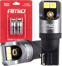 Amio Żarówki Led Full Canbus Pro T10 W5W 4X3030 Smd Białe 12V 24V Amio-03580