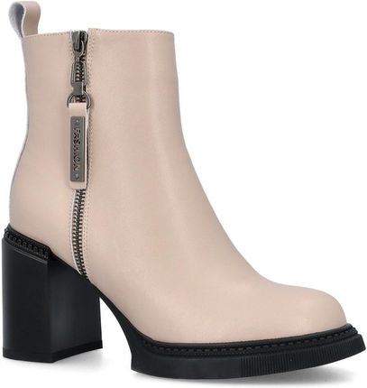 Skórzane botki na platformie - FILIPPO DBT6641/24 BEŻOWE