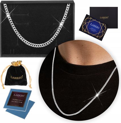 Larezo Łańcuszek Srebrny Męski 50cm Pełny Kuty Łańcuch Pancerka 2,2mm Srebro 925