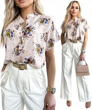 Elegancka BLUZKA DAMSKA wygodna bawełniana modny print kwiaty PLUS SIZE