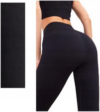 Legginsy PRĄŻKOWANE modelujące WYSOKI STAN wyszczuplające DŁUGIE prążek M/L