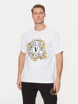 Tシャツ・カットソー VERSACE SS25 White cotton t-shirt (10116941A08584 1W000) Versace Jeans Couture T-Shirt Logo Pixel 72GAHT02 Biały