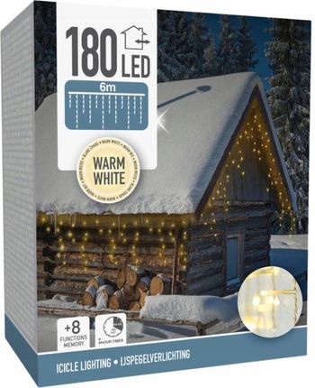 Koopman International Zewnętrzna Ogrodowa Girlanda Kurtyna Świetlna 180 Ciepłych Led 6 M 230V (671418)