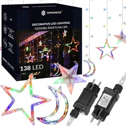 Springos Kurtyna Świetlna Gwiazdki Lampki Choinkowe Led Multikolor 4,2M Girlanda (CL4135)